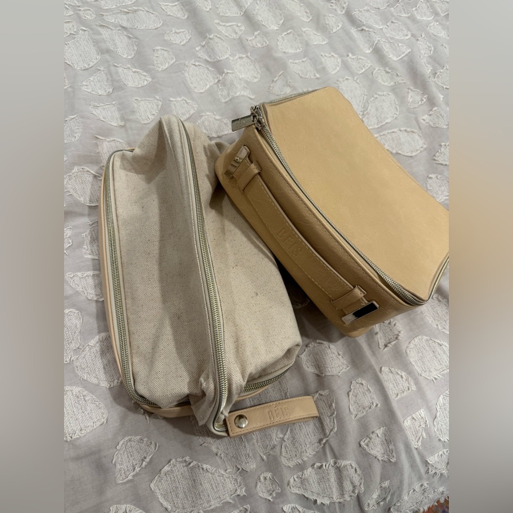 Beis Cosmetic Case & Dopp Kit Combo in Beige